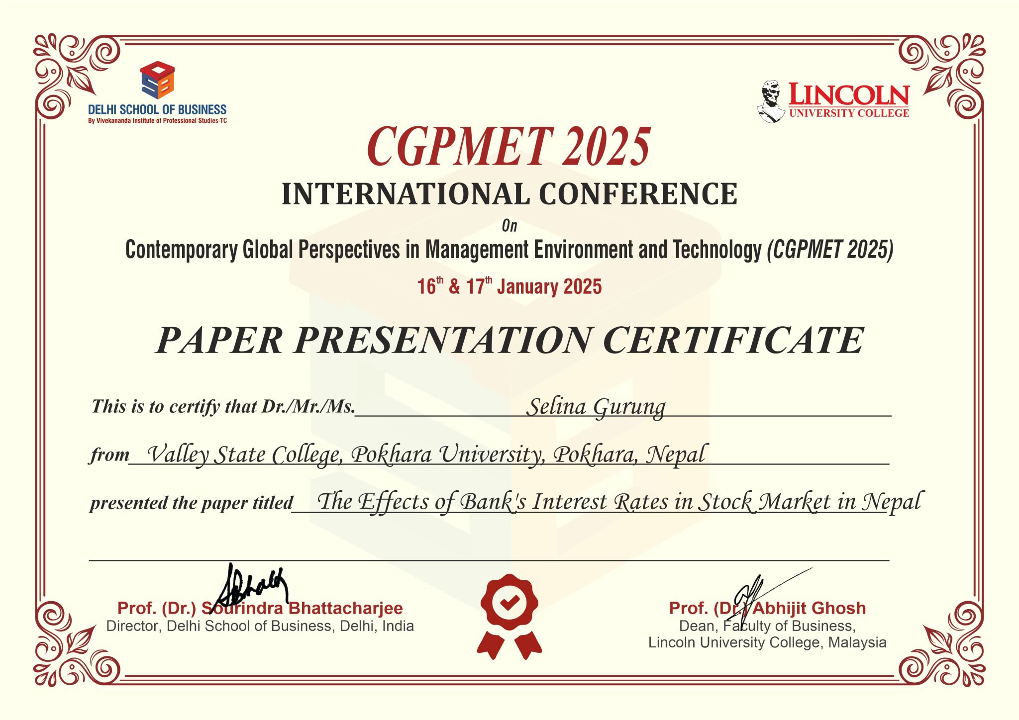 Market Analysis Certificate